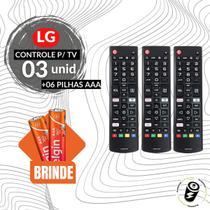 3 Controles Remoto Para Tv LG Smart Netflix Primevideo + Pilhas - Kapbom