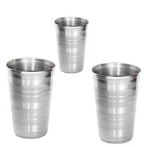 3 Copos Aço Inox Resistente Grande Cerveja Agua Suco 390ml