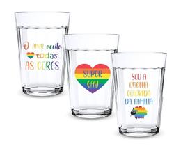 3 Copos Vidro Americanos Personalizados Bandeira Lgbtqia+ 3 Copos Vidro Americanos Personalizados Bandeira Lgbtqia+