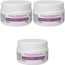 3 Creme Hidratante Alquimia Elastina Colágeno e Vitamina E Pote 250g