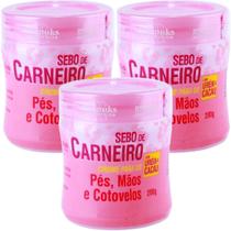 3 Creme Hidratante Pé Mãos Rachadura Sebo De Carneiro 200g - Rhenuks