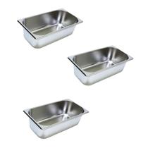 3 Cubas Gastronomica Inox 1/3 32,5x17,5x10cm Buffet Restaurante Comida Ke Home 3245-10