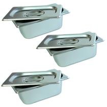 3 Cubas + Tampas Inox Gn 1/9 17x10x6 Buffet/3249-6-3256-19