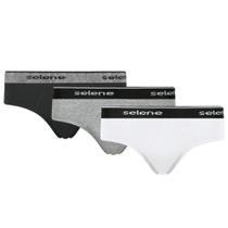 3 Cuecas Adulto Modelo Slip Com Elástico De 30 MM Básica Em Algodão Selene Masculina 3 Cuecas Adulto Modelo Slip Com Elástico De 30 MM Básica Em Algodão Selene Masculina
