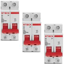 3 Disjuntor Bipolar 6 amperes Curva C 3ka Steck SDD62C06