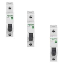 3 Disjuntores Termomagnético Easy9 1P 50A 6kA 230V
