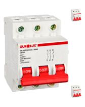 3 Disjuntores Tripolar 63 Amperes Curva C 4ka Ourolux