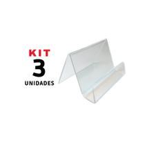 3 Displays Suporte Porta Cartão Celular de visita em Acrílico Cast 2mm 3 Displays Suporte Porta Cartão Celular de visita em Acrílico Cast 2mm