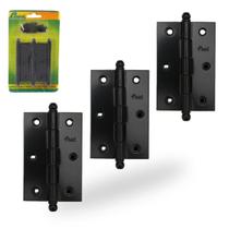 3 Dobradiça Aço Porta 3x2.1/2 Rolamento Preto 18Kg Pagé