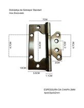 3 Dobradiças Inox de sobrepor (sem rebaixo) para 1 porta até 35kg