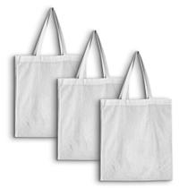 3 Ecobags Lisas Algodão Cru Bolsa Sacola Ecológica Grande 40x35 - Rec Store