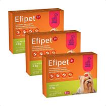 3 Efipet 3+ Ibasa Antipulgas Para Cães De Até 4kg - 0,67ml 3 Efipet 3+ Ibasa Antipulgas Para Cães De Até 4kg - 0,67ml