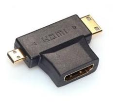 3 Em 1 Hdmi Fêmea P/ Mini Hdmi Macho E Micro Hdmi Macho