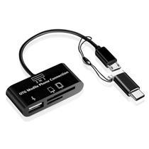 3 em 1 Tipo-c Micro USB SD TF Leitor de cartão OTG Leitor de cartão SD - Preto