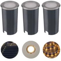 3 Embutido Chao Redondo Led 1w Escada Inox Ip67 3000k Ali64
