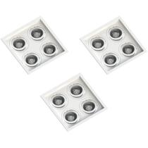 3 Embutido Recuado P/ 4 Lâmpadas PAR30 Branco Save Energy