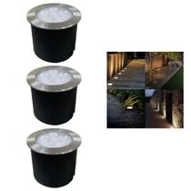 3 Embutido Solo 5w Balizador Led Blindado Ip67 Inox Spot Chão Piso