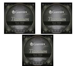 3 Encordoamentos Violão Nylon Giannini Média Titanium GENWTM