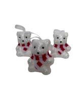 3 Enfeites de Urso Branco com Glitter (Natal)