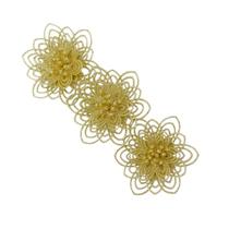 3 Enfeites Flor Dourada De Luxo Árvore De Natal 10cm Glitter