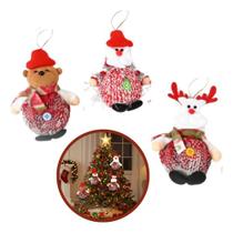 3 Enfeites Natal Árvore Papai Noel Tricot Bolas Ursinho Vermelho Boneco De Neve/ Papai Noel/ Rena 3 Enfeites Natal Árvore Papai Noel Tricot Bolas Ursinho Vermelho Boneco De Neve/ Papai Noel/ Rena