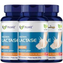 3 Enzima Lactase 180 Cápsulas 500mg Muwiz- Intolerância a Lactose