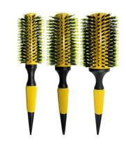 3 Escova De Cabelo Redonda Cerdas Duplas Profissional Grande