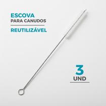 3 Escovas de Limpeza para Canudos Flexíveis Reutilizável 20cm Multiuso Tubos e Funis