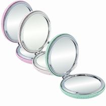 3 Espelhos de Bolsa Compacto 7cm com Capa de Couro, Duplo Reflexo Normal e Aumento Leve e Sofisticado AFA05024 3 Espelhos de Bolsa Compacto 7cm com Capa de Couro, Duplo Reflexo Normal e Aumento Leve e Sofisticado AFA05024