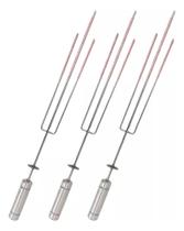 3 Espetos Tridente Giratório 65cm Inox Triplo 3 Espetos Tridente Giratório 65cm Inox Triplo
