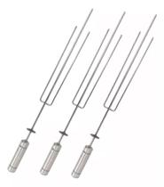 3 Espetos Tridente Giratório Inox Triplo Churrasqueira 3 Espetos Tridente Giratório Inox Triplo Churrasqueira