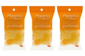 3 Esponja Banho Com Cordinha Esfoliação Profunda Ponjita 3M