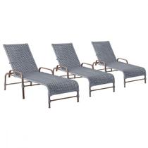 3 Espreguiçadeiras Reclinavel Catar Marrom Corda Nautica Trama Original