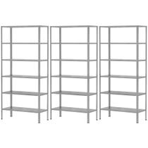 3 Estante Armário De Aço 90cm Para Almoxarifado Livros Sala 6 Bandejas Reforçada Multiuso Galvanizada Escritório Quarto Organização - D'DUZZA MIX