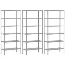 3 Estante Para Livros Sala Almoxarifado Multiuso De Aço 6 Prateleiras 60cm Reforçada Armário Para Organização Quarto Escritório