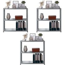 3 Estante Para Sala Almoxarifado Escritório Estoque Cozinha Com 3 Bandejas 70cm Resistentes Armário Aço Multiuso 3 Estante Para Sala Almoxarifado Escritório Estoque Cozinha Com 3 Bandejas 70cm Resistentes Armário Aço Multiuso