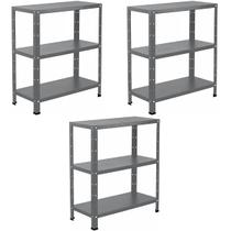 3 Estantes Armário De Aço Multiuso 60cm Resistente 3 Bandejas Para Loja Sala Livros Estoque Cozinha Almoxarifado