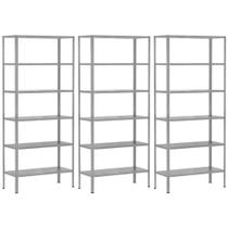 3 Estantes De Aço Armário Multiuso Para Almoxarifado Estoque Supermercado Loja Escritório 6 Prateleiras 60cm Galvanizada Resistente