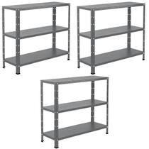 3 Estantes De Aço Para Escritório Estoque Loja Quarto Almoxarifado 3 Prateleiras 90cm Resistente Armário Multiuso 3 Estantes De Aço Para Escritório Estoque Loja Quarto Almoxarifado 3 Prateleiras 90cm Resistente Armário Multiuso