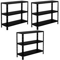 3 Estantes De Aço Para Escritório Estoque Loja Quarto Almoxarifado 3 Prateleiras 90cm Resistente Armário Multiuso 3 Estantes De Aço Para Escritório Estoque Loja Quarto Almoxarifado 3 Prateleiras 90cm Resistente Armário Multiuso