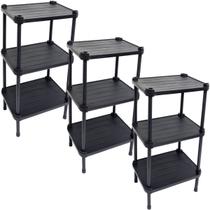 3 Estantes de Plástico Modular Multiuso 3 Prateleiras 1 Torre Preta Montável 39 Kg Qualyplas 3 Estantes de Plástico Modular Multiuso 3 Prateleiras 1 Torre Preta Montável 39 Kg Qualyplas