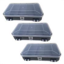 3 Estojo Organizador De Plastico Retangular 8 Div. Mini Double Case