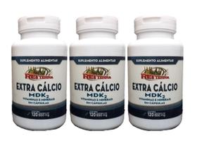3 Extra Calcio Mdk2 - Cálcio + D+ K2 + Magnesio 120 Cáps