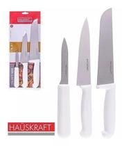 3 Facas Pro Cozinha Aço Inox Branca Carne Cozinha Legumes 3 Facas Pro Cozinha Aço Inox Branca Carne Cozinha Legumes