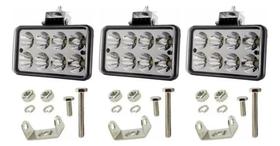 3 Farol Milha Retangular Led 24w 12v 24v Jeep Caminhão Volvo