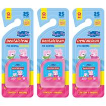 3 Fio Dental Infantil - Peppa Pig - 25M - Rosa - Dentalclean