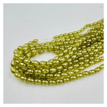 3 Fios de Pedras Arroz 8x5mm 300un Verde 90cm Artesanato