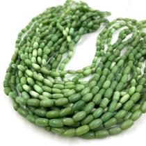 3 Fios de Pedras Arroz 9x5mm 90un Verde Leitoso 30cm