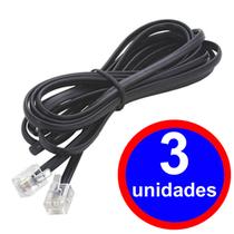 3 Fios de Telefone Fixo com 1 Metro Rj11 X Rj11 Cabo de 4 Vias Preto 3 Fios de Telefone Fixo com 1 Metro Rj11 X Rj11 Cabo de 4 Vias Preto
