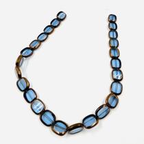 3 Fios Pedras Retângulo 14x12mm Azul Com Dourado 75un 35cm 3 Fios Pedras Retângulo 14x12mm Azul Com Dourado 75un 35cm